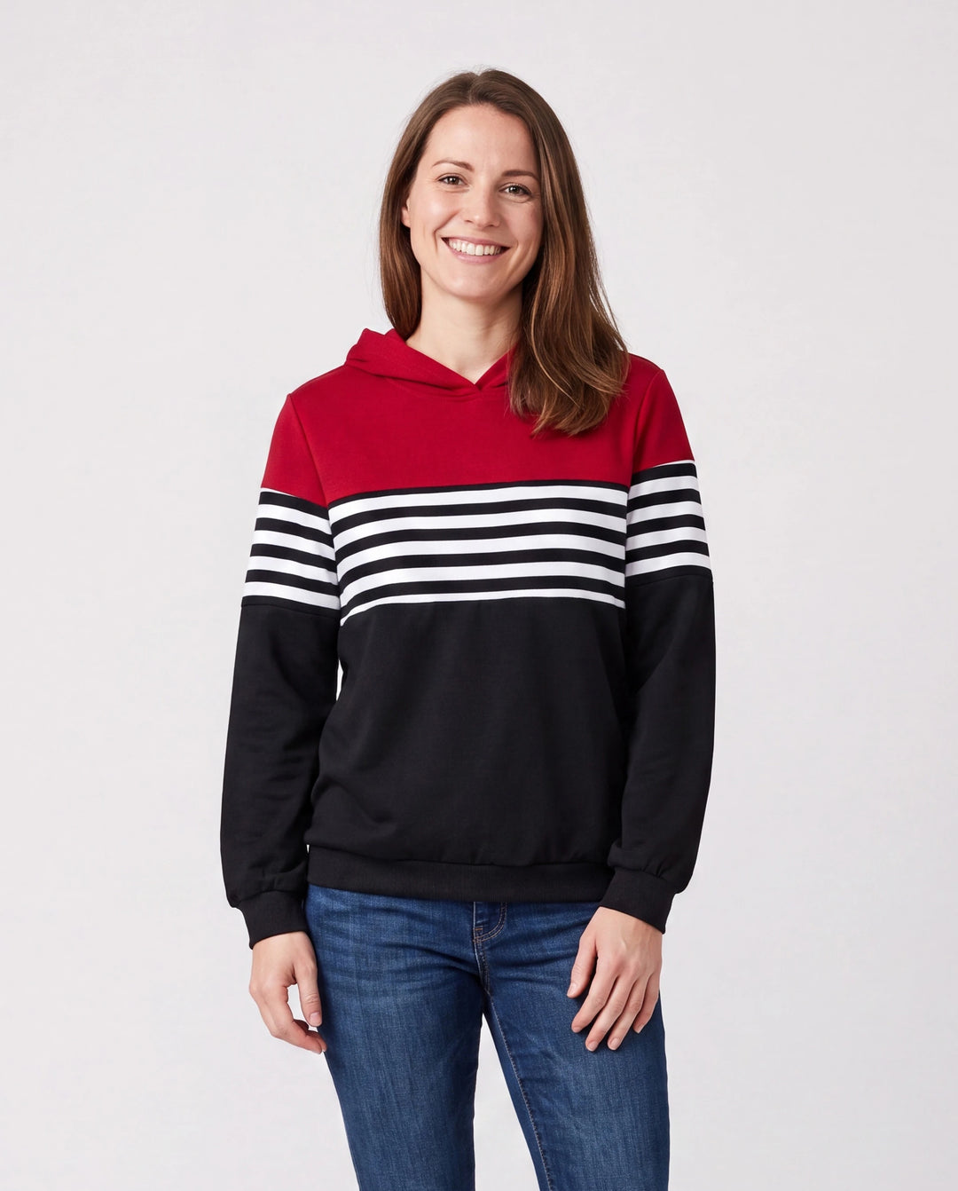 Family Matching Casual Color-Block-Streifen-Print Langarm-Oberteile mit Kapuze Farbblock