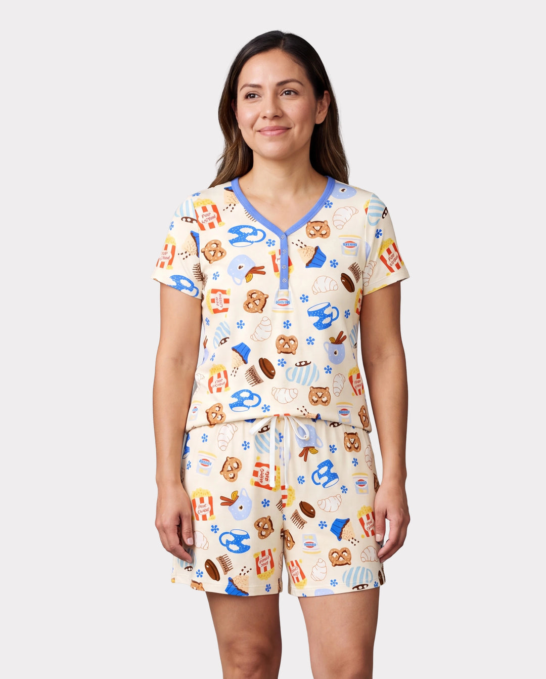 Family Matching Bamboo Pajamas Buttery Soft Bamboo Viscose PJs for Men Women Kids Toddler Baby, Cozy Dessert Print Short-sleeve Sleepwear Blue