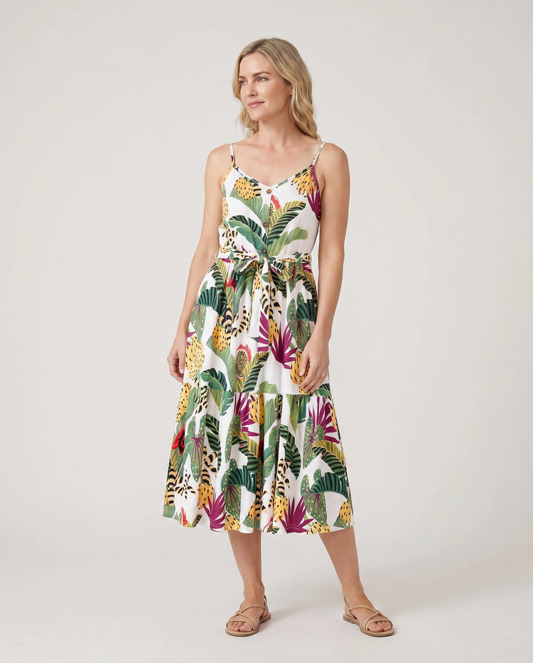 Ensemble haut à manches courtes ou robe caraco à imprimé floral tropical assorti pour toute la famille, multicolore