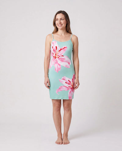 Mommy and Me Casual Flower Print Sleeveless Strappy Dresses  Light Green
