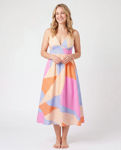 Mommy & me Outfits Set Colorblock Sleeveless Strappy Dress or Short-sleeve T-shirt Multi-color