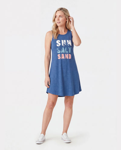 Family Matching Sets Blaues Tanktop oder fließendes A-Linien-Tankkleid mit Taschen blau