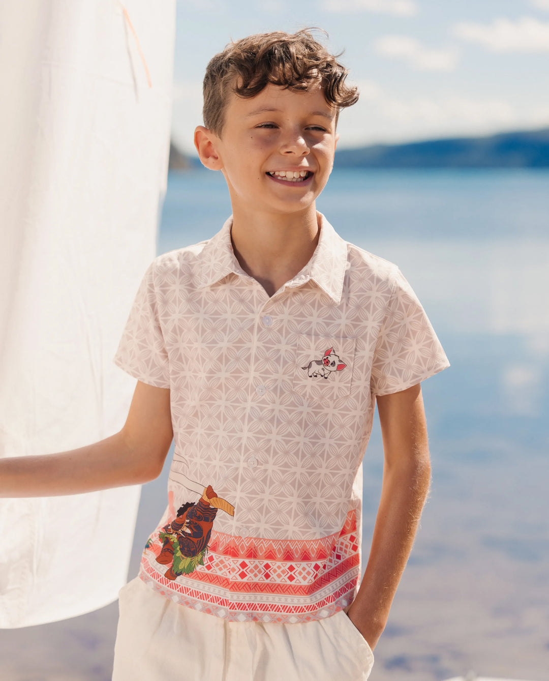 Disney Princess Family Matching Moana Island-Inspired Dress & Shirt Set Coral Pink