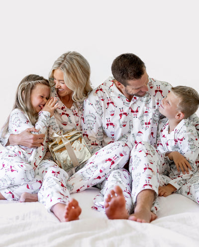 Christmas Matching Family Pajamas Set Gnome Print White PJS with Christmas Socks White
