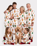 Pyjama de Noël à manches longues et imprimé arbre et bonhomme en pain d'épices, avec chaussettes de Noël, couleur café