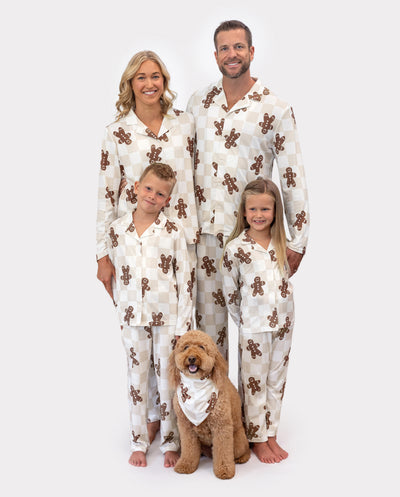 Ensemble pyjama de Noël assorti pour toute la famille, pyjama à carreaux, imprimé pain d'épices, avec chaussettes de Noël, kaki