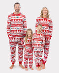 Christmas Matching Family Pajamas Set Reindeer and Snowman Print Red Long-sleeve PJS with Christmas Socks Red