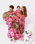 Christmas Matching Family Collared Pajamas Fair Isle Print Red
