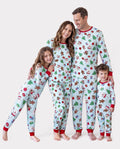 Christmas Matching Family Pajamas Santa & Xmas Tree Print Teal