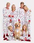 Ensemble pyjama de Noël assorti pour toute la famille, imprimé Père Noël et chiens, avec chaussettes de Noël blanches