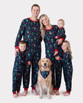 Christmas Matching Family Pajamas Xmas Tree Print Navy
