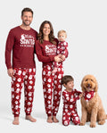 Rote Weihnachts-Schlafanzüge im Partnerlook für die ganze Familie mit „Lieber Weihnachtsmann“-Aufdruck