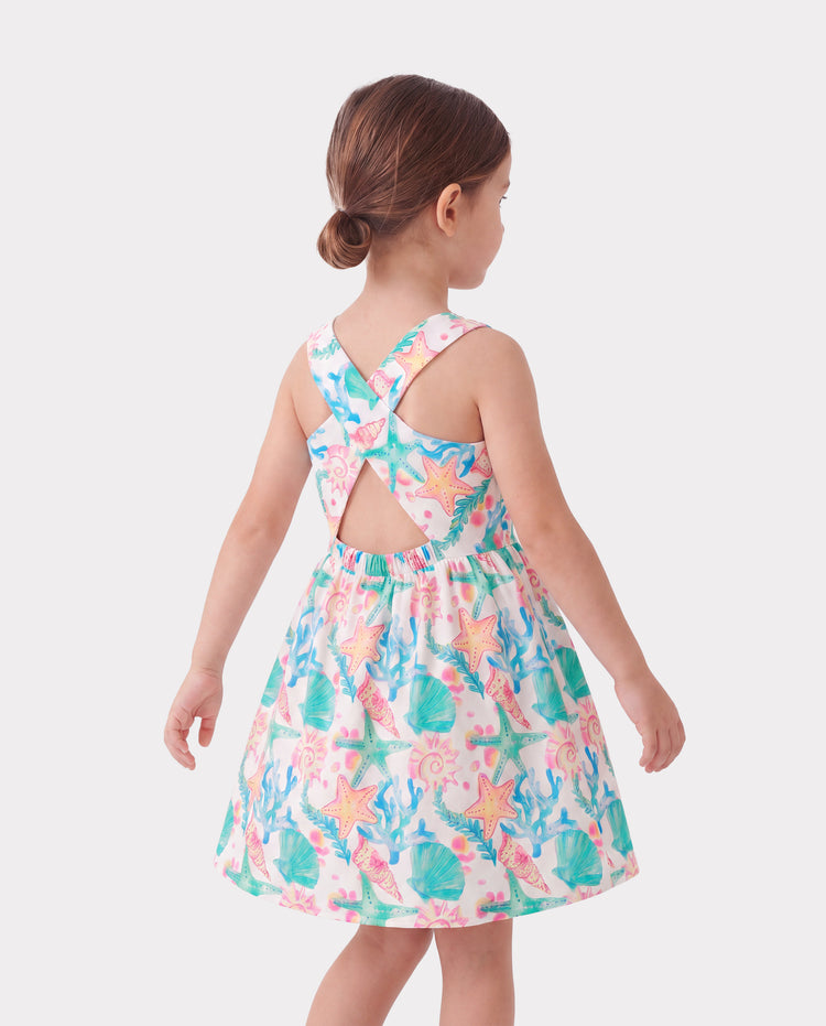 Ocean Vibes Toddler Girl Crossback Dress Green