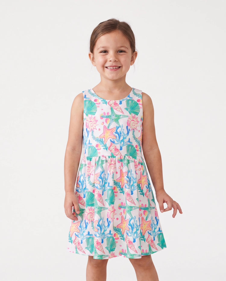 Ocean Vibes Toddler Girl Crossback Dress Pink