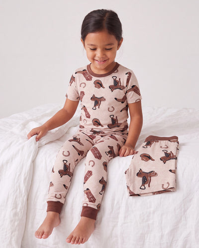 Toddler / Kids Christmas / Halloween Pajamas 3-Piece Bamboo Pajama Set 2-in-1 Look for 4 Seasons (Snug-Fitting) Brown