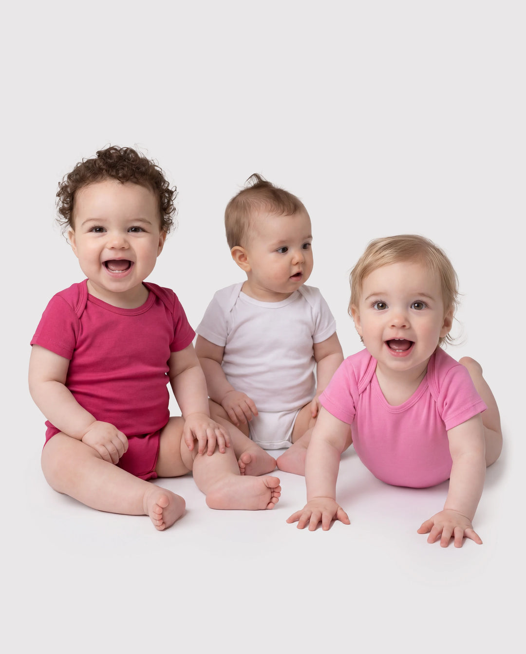 Lot de 3 barboteuses en lyocell de couleur unie pour bébé garçon/fille, rouge brique