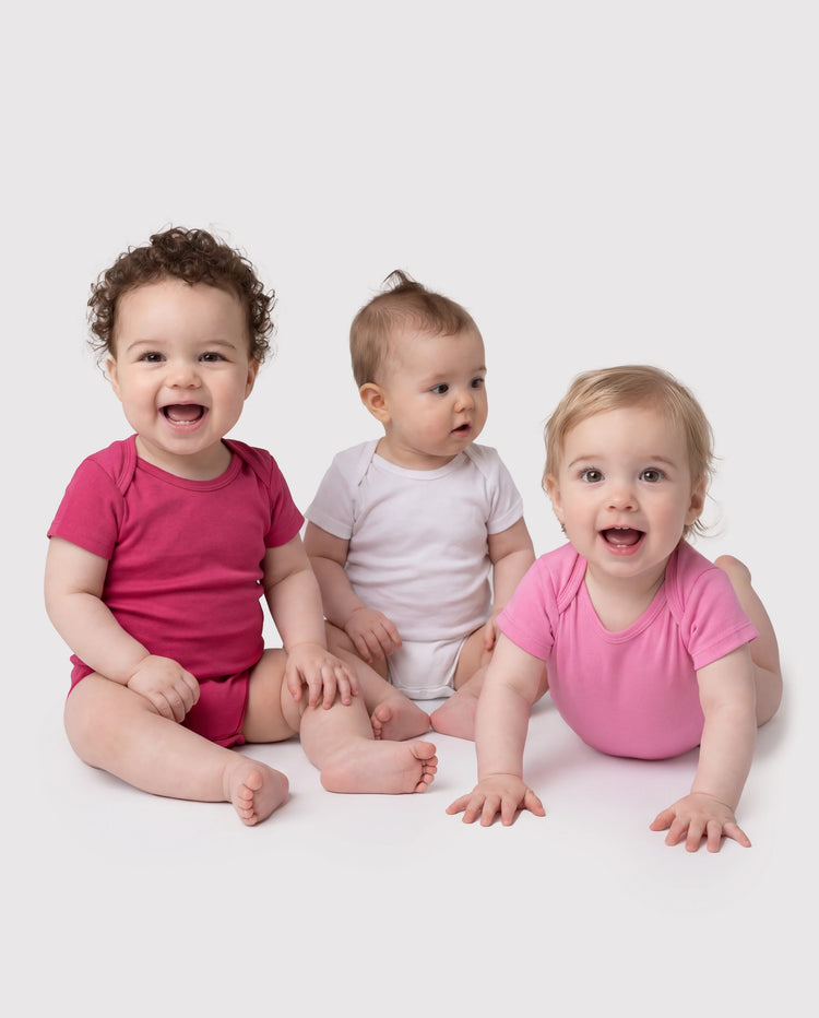 Conjunto de 3 mamelucos de lyocell de color liso para bebé niño/niña, color rojo ladrillo