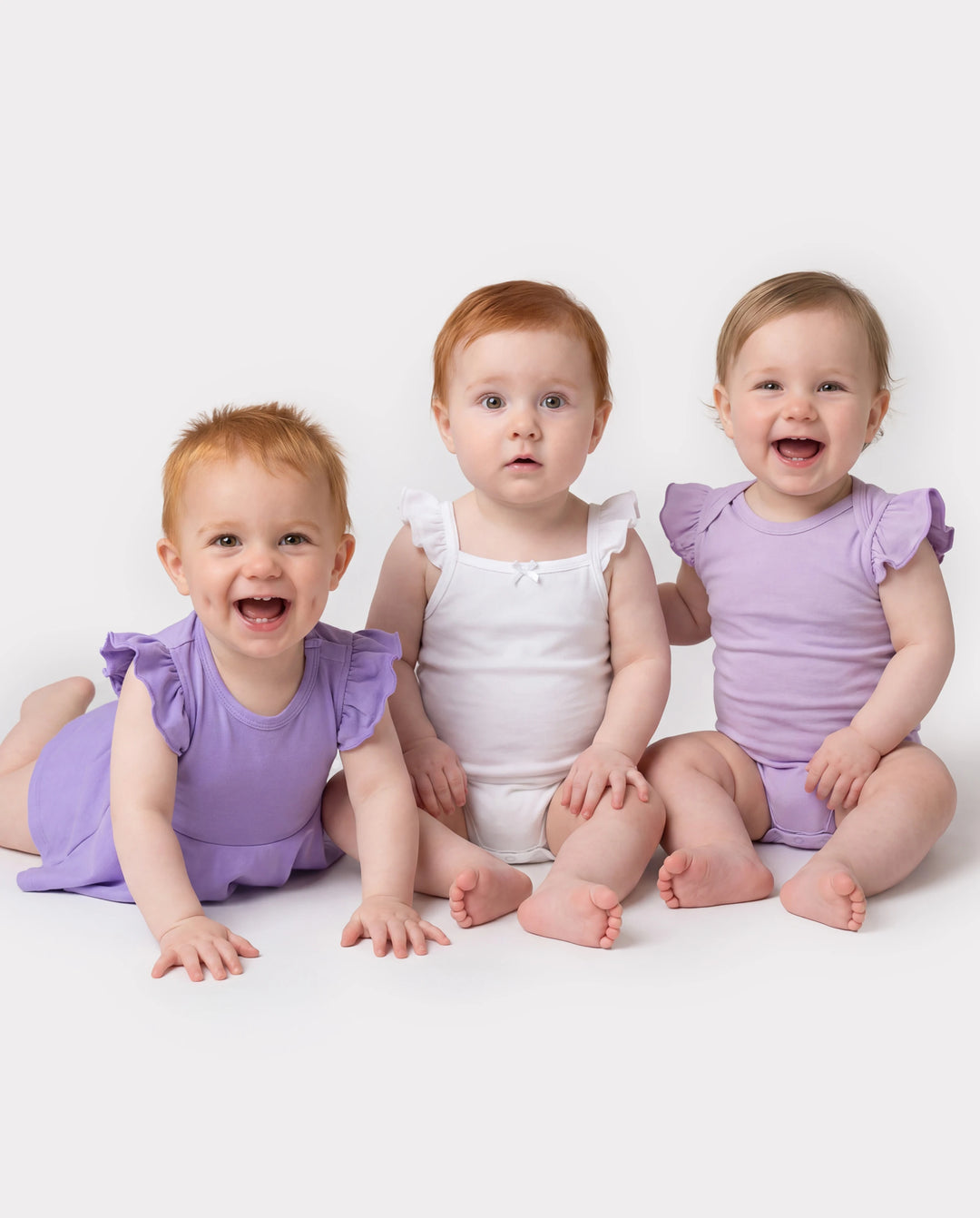 Bamboo Baby Girl Solid Color 3-Piece Rompers Set Purple
