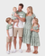 Tenues assorties élégantes à fleurs cassées pour la famille, motif smocks, vert d'épaisseur moyenne