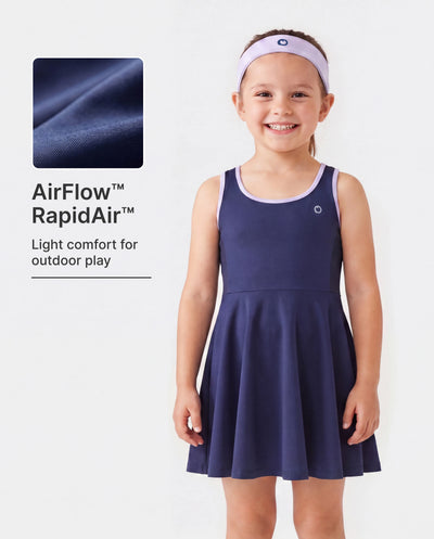 PatPat Rapidair activewear Robe de tennis pour fille avec bandeau et short en viscose de bambou avec poches Bleu foncé
