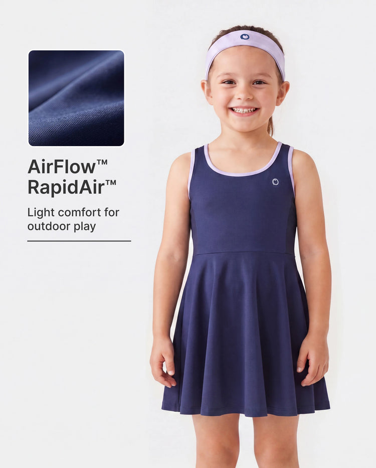 PatPat Rapidair activewear Robe de tennis pour fille avec bandeau et short en viscose de bambou avec poches Bleu foncé