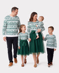 Ensembles de robes et hauts imprimés en maille assortis pour la famille, thème festival vert, Noël