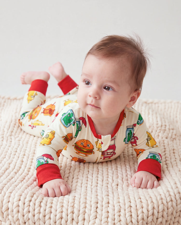 Kids Baby / Girl Bamboo Pajamas With Childlike Print (Snug-Fitting) Red