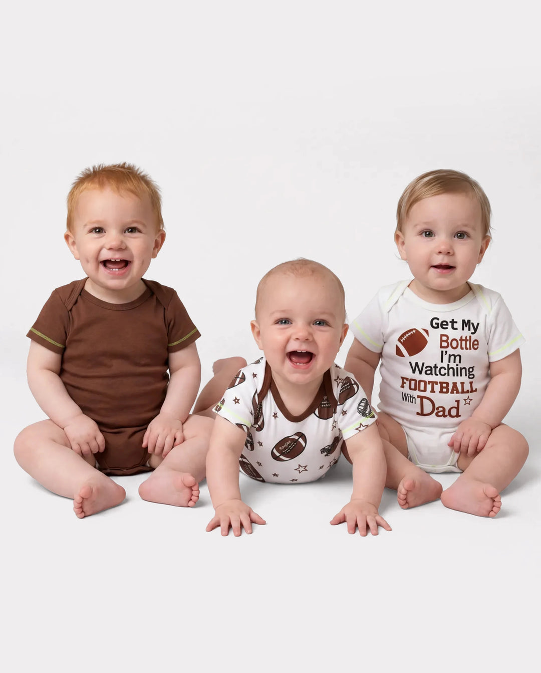 Baby Boy/Girl Playful Print 3pcs Rompers Set Brown