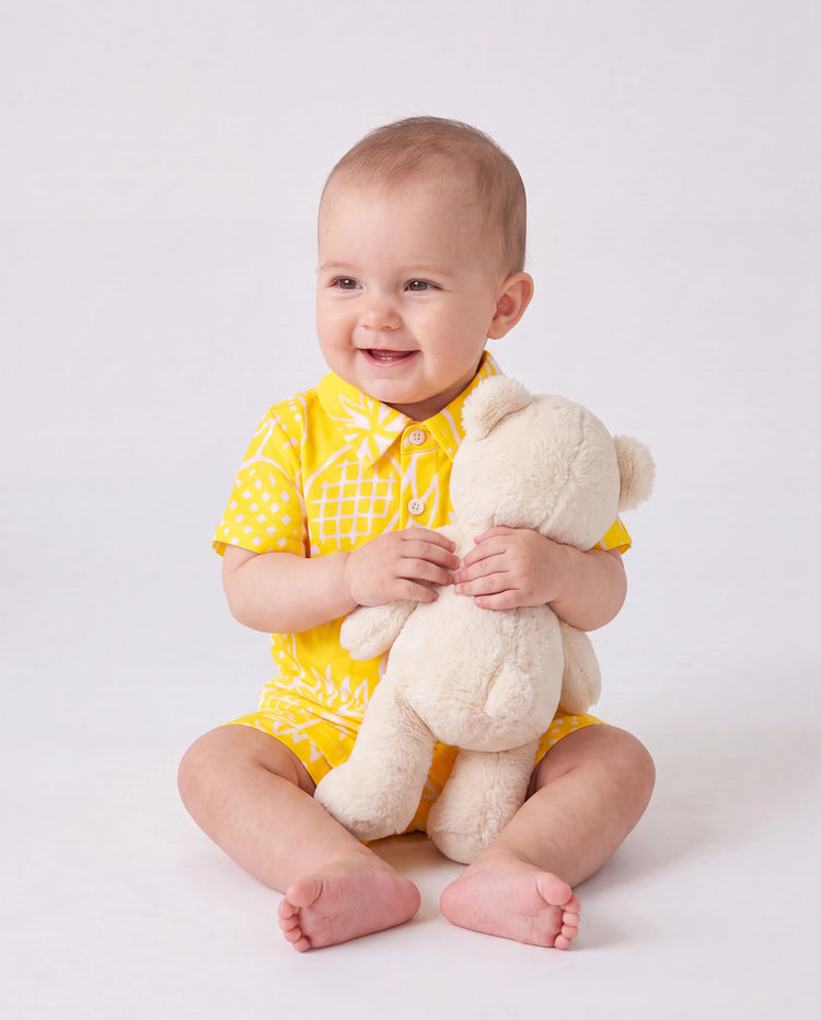 Fresh Market Baby Boy Pineapple Shirt & Shorts Set Yellow