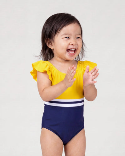 Toddler Girl Stripe & Colorblock Spliced One Piece Swimsuit ColorBlock