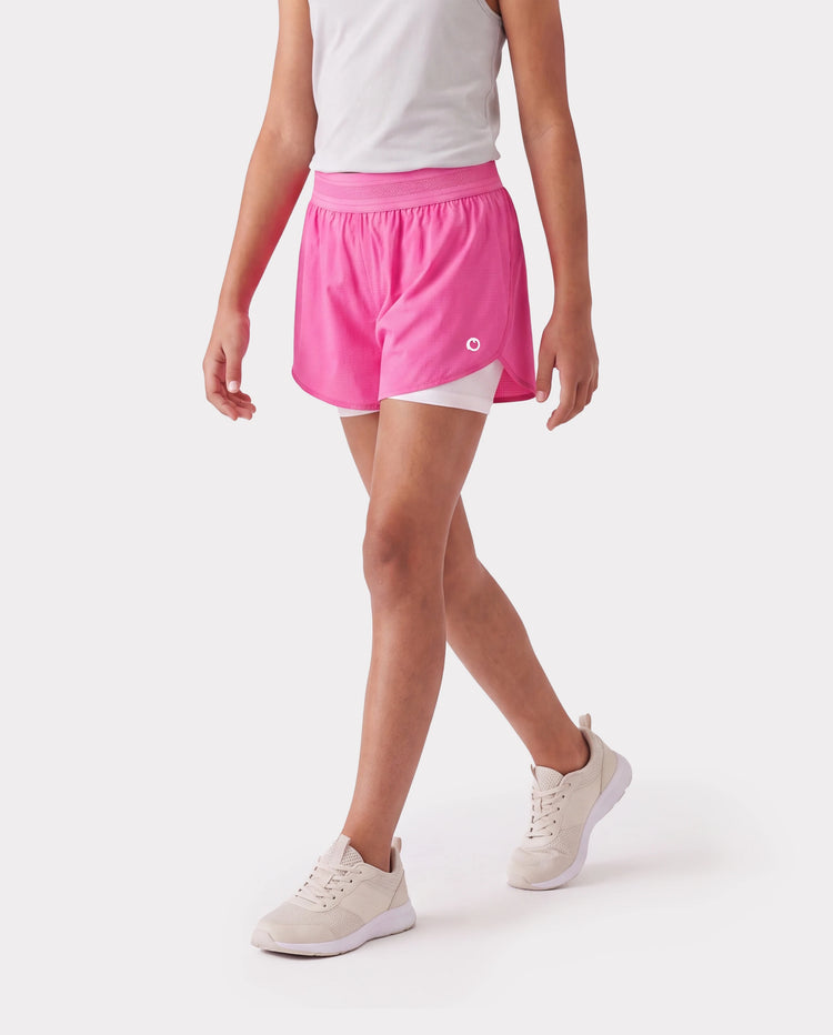 PatPat Lightflow Activewear kid girl athletic ultra light quick dry active shorts with bamboo viscose liner Hot Pink
