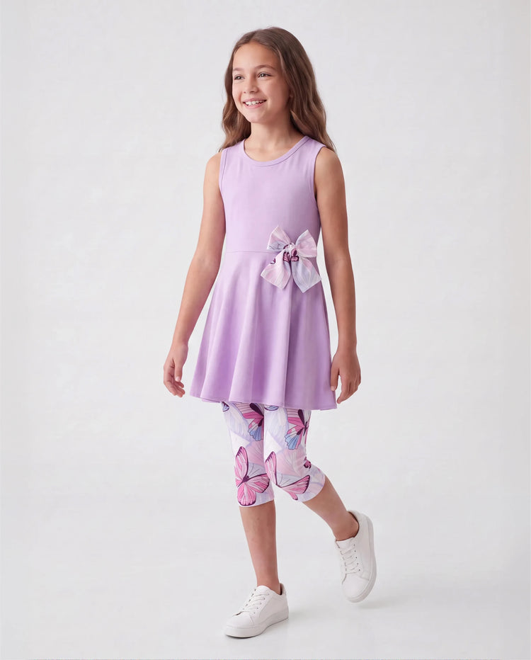 Toddler/Kid Girl 2pcs Tunie Top and Leggings Set Purple