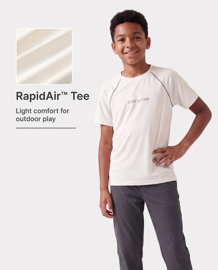 PatPat Lightflow Activewear Kid Boy Athletic Ultra Lightweight & Quick Dry Short Sleeve T-Shirt Apricot