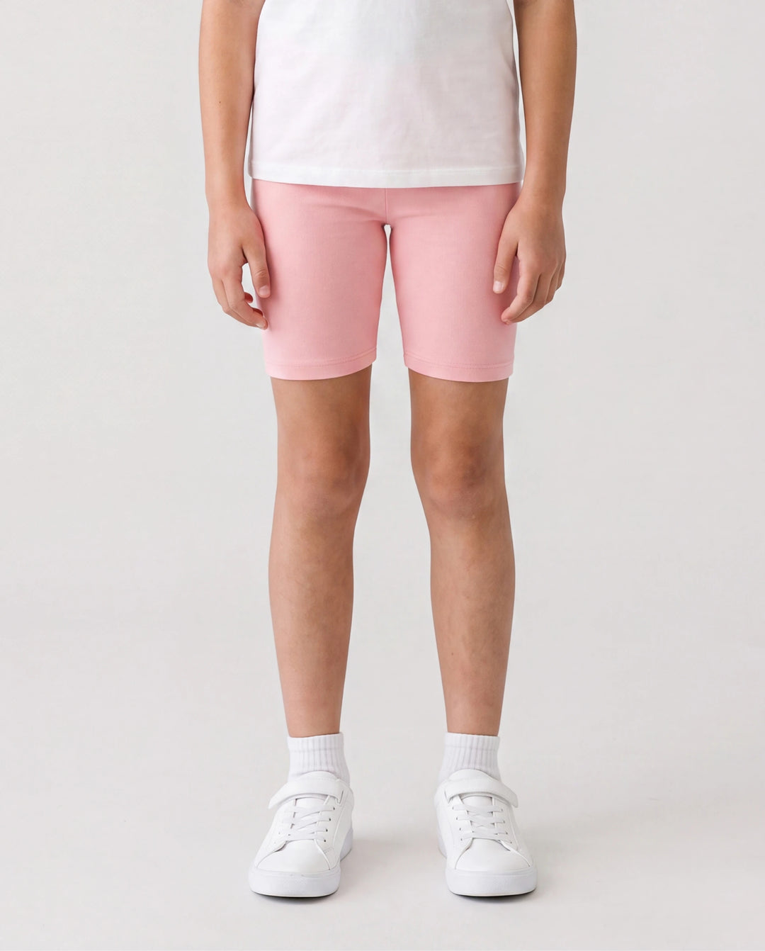 Leggings et shorts en coton de couleur unie pour petite fille/enfant, rose