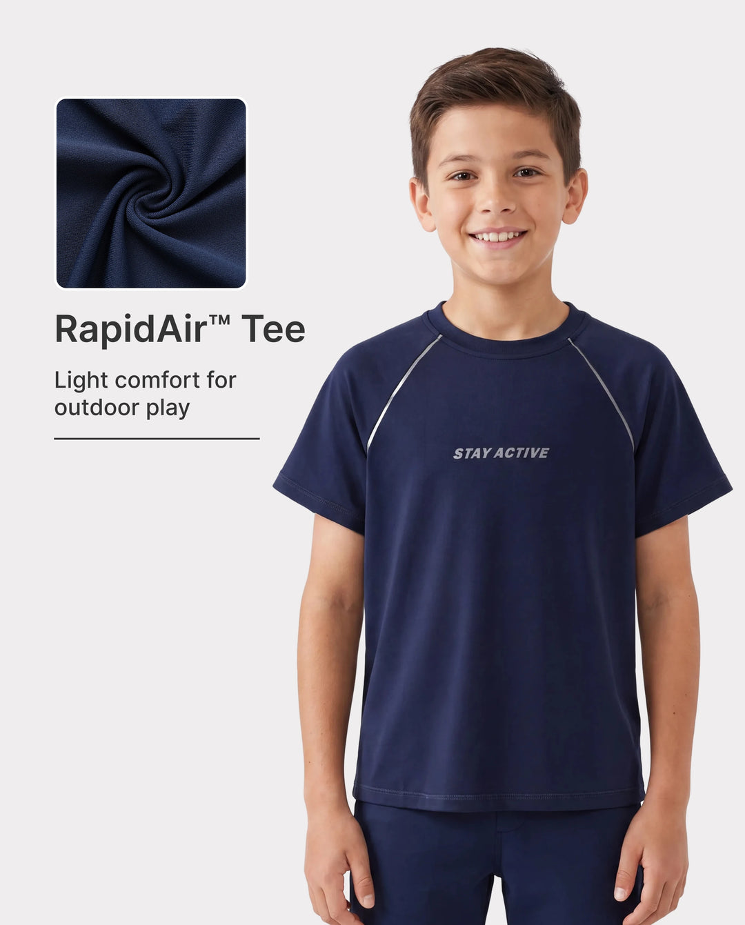 PatPat Lightflow Activewear Kid Boy Athletic Ultra Lightweight & Quick Dry Short Sleeve T-Shirt Deep Blue