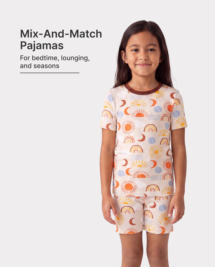 Toddler / Kids Christmas / Halloween Pajamas 3-Piece Bamboo Pajama Set 2-in-1 Look for 4 Seasons (Snug-Fitting) Apricot