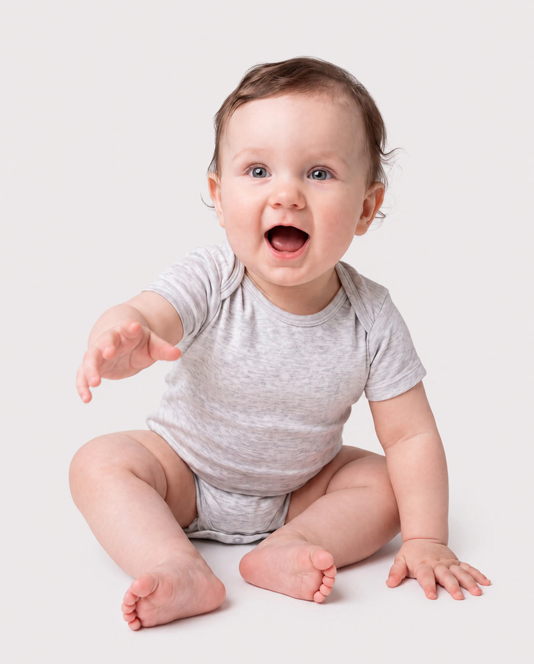 Barboteuse décontractée en bambou pour bébé garçon/fille, grise