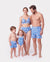 Maillots de bain assortés pour toute la famille à imprimé coquillages Bikini deux pièces floral & short de bain pour maman, papa et enfants, parfait pour les journées plage & fêtes à la piscine Bleu