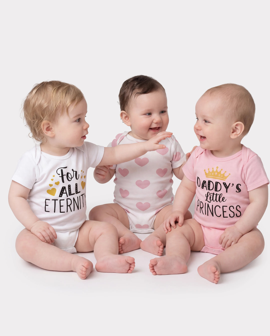 Ensemble 3 pièces barboteuses bébé garçon/fille imprimé ludique blanc