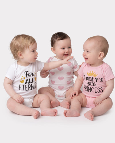 Baby Boy/Girl Playful Print 3pcs Rompers Set White