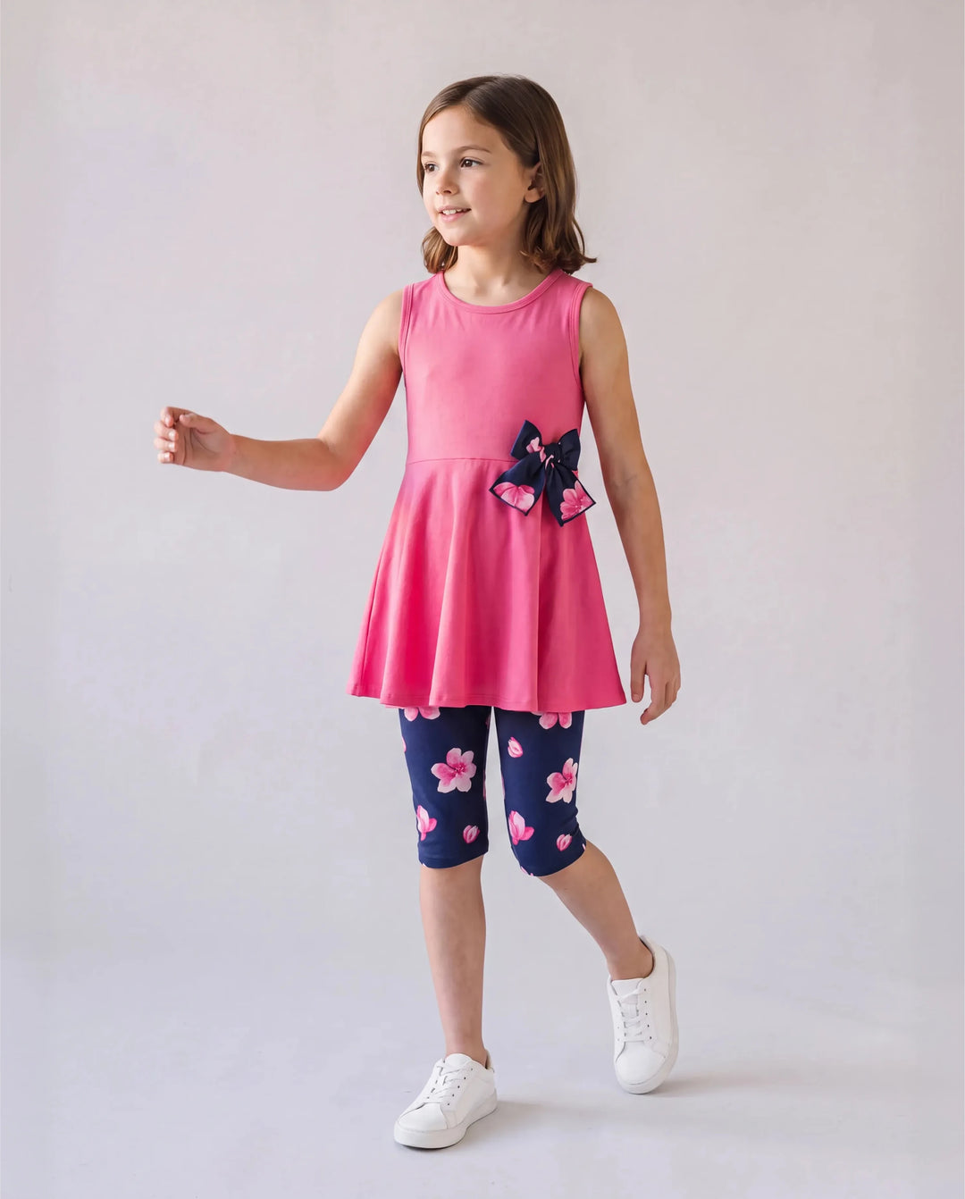 Conjunto de 2 piezas de túnica y leggings para niña pequeña/niña Roseo