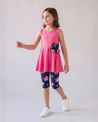 Conjunto de 2 piezas de túnica y leggings para niña pequeña/niña Roseo