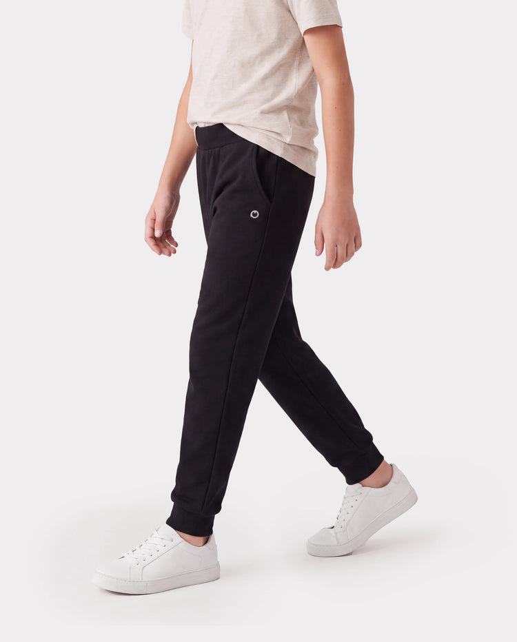 kids fleece lined jogger pants with reflective print and pockets warm breathable and moisture wicking sweatpants for boys and girls deep black