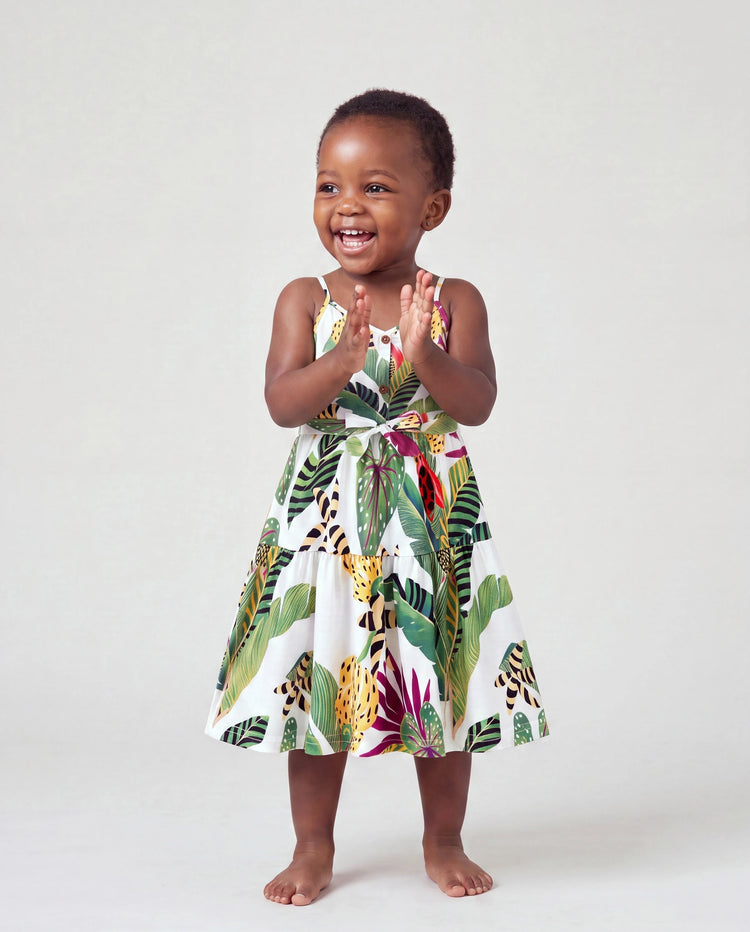 Toddler/Kid Girl Tropical Floral Print Camisole Knot Dress Multi-color