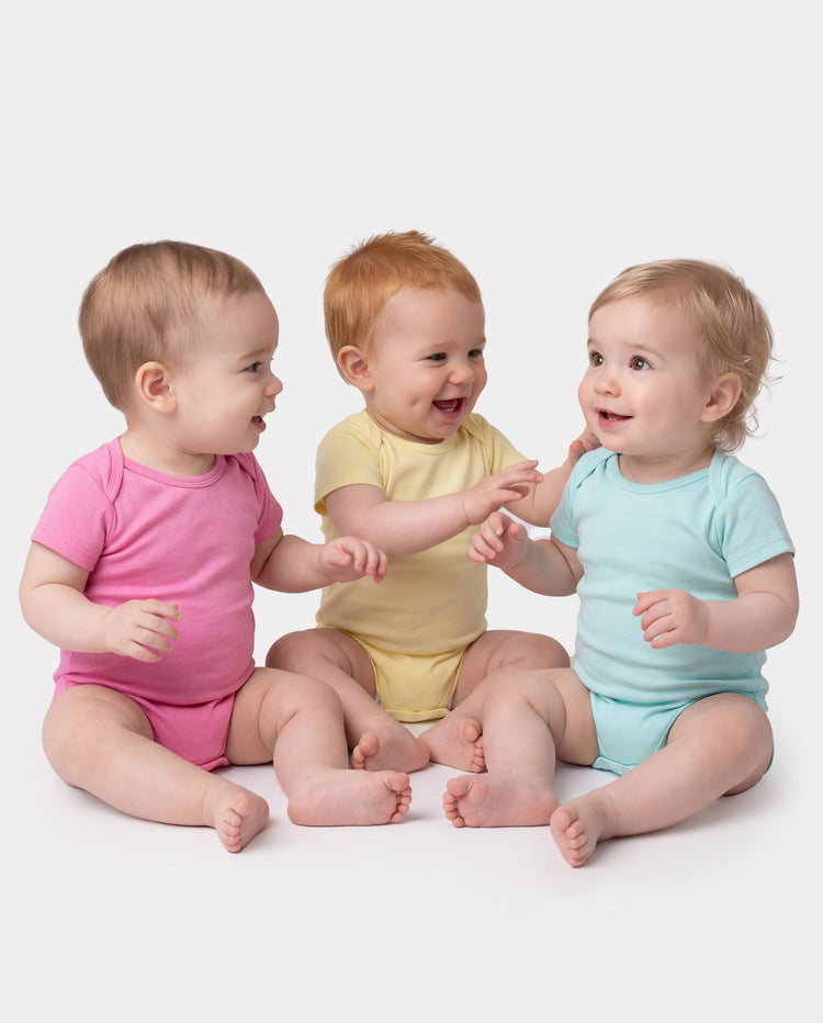 Conjunto de 3 mamelucos de lyocell para bebé niño/niña, color rosa