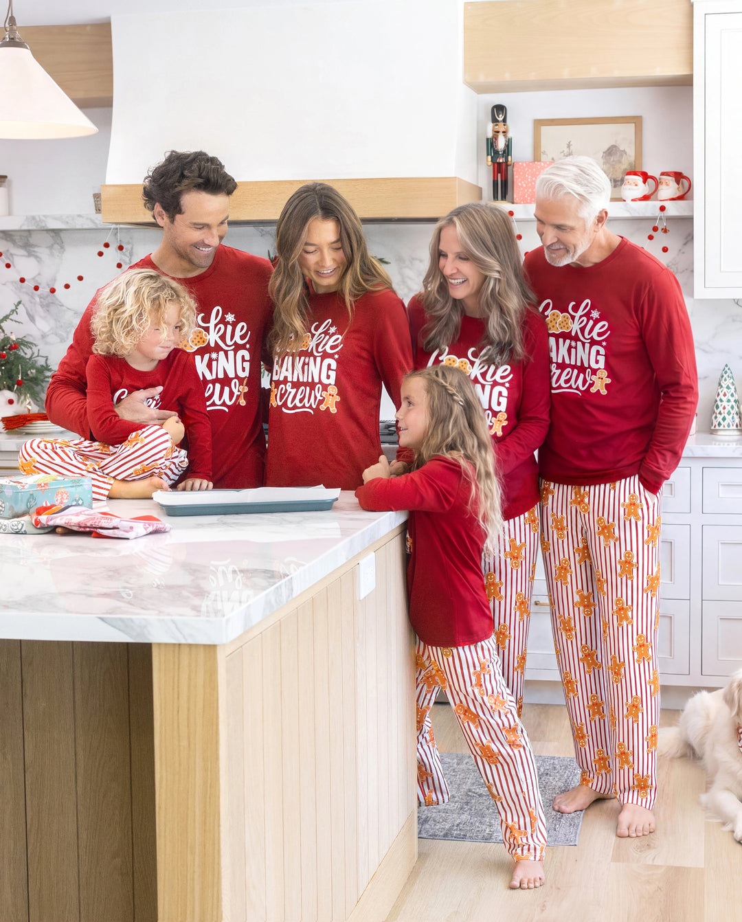 Christmas Matching Family Pajamas Gingerbread Print Burgundy