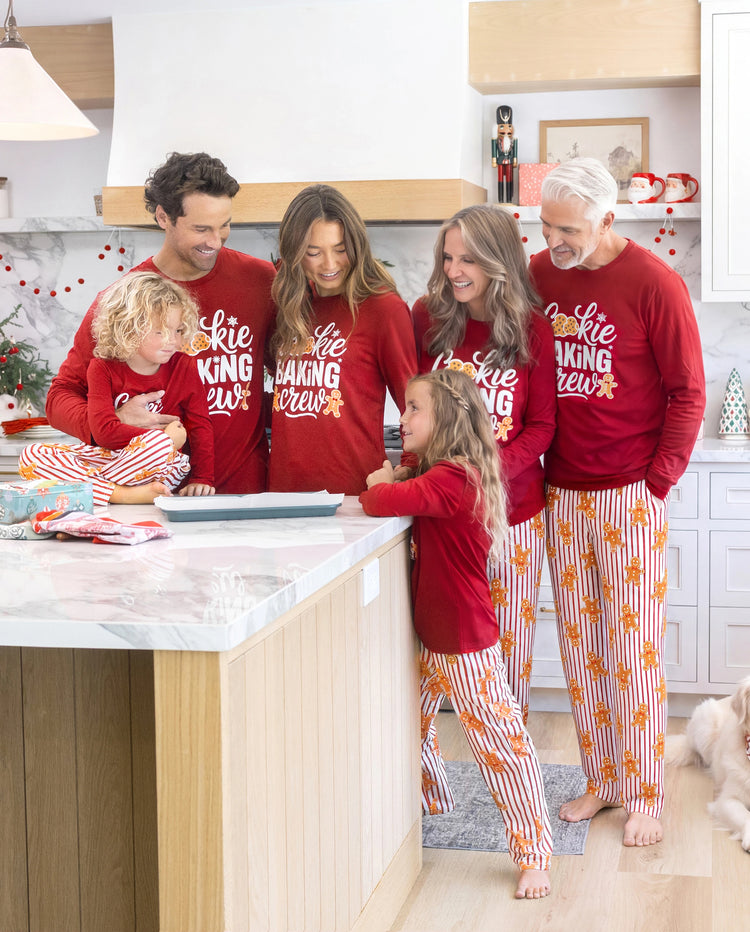 Christmas Matching Family Pajamas Gingerbread Print Burgundy