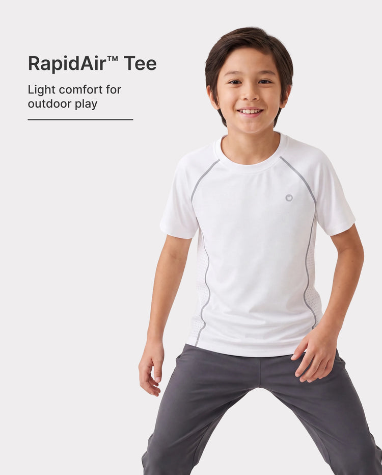 Camiseta deportiva PatPat Rapidair para niños y niñas, de secado rápido y enfriamiento instantáneo, UPF 100+, color blanco