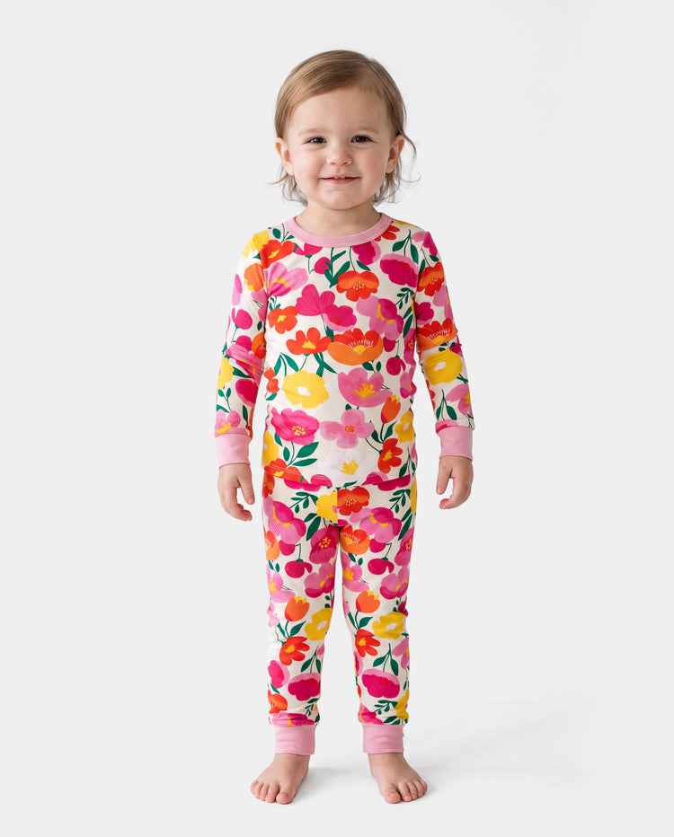Weihnachten / Halloween Pyjama 2-teiliges Bambus-Pyjama-Set mit kindlichem Druck für Baby / Kleinkind (eng anliegend) rosa