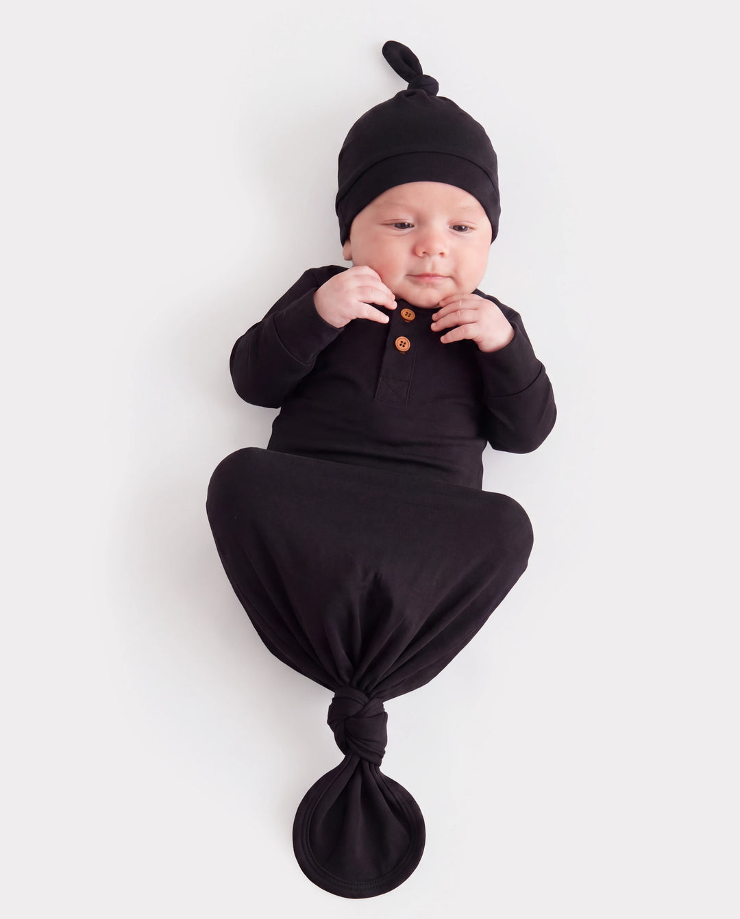 Saco de dormir de bambú para bebé niño/niña, bata infantil con gorro negro